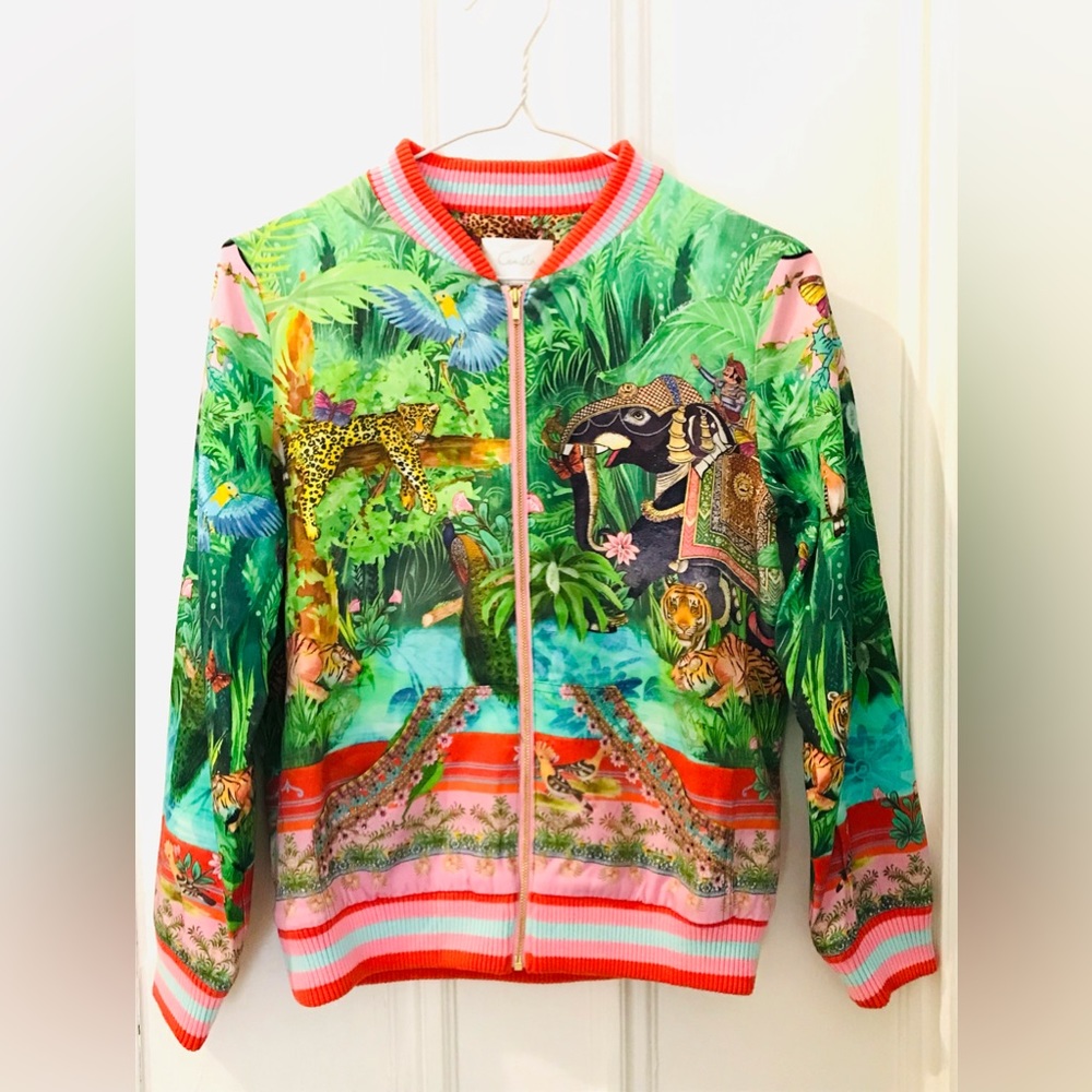 Camilla Multicolor Jungle Print Bomber Jacket